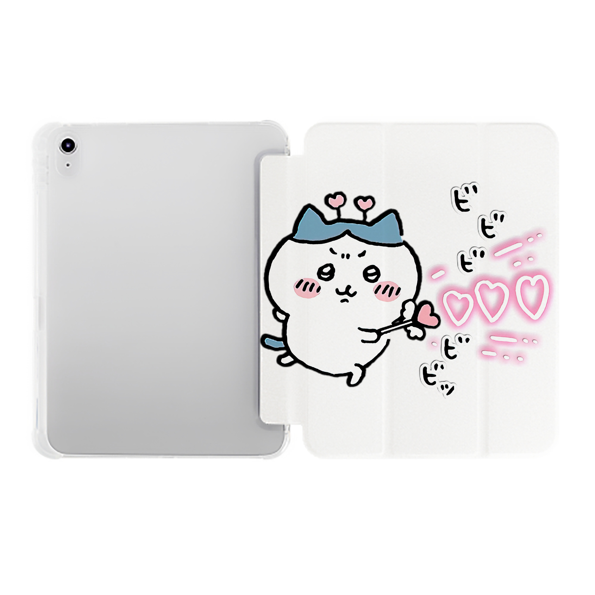 （画像用） ちいかわ ハチワレ Chii-kawa hachiware IPad ケース ペン収納付き 三つ折りスタンド PUレザー×シリコン 対応機種9.5/10.5/10.9インチ